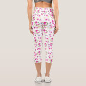 Tropisches Muster, Flamingos, Wassermelonen, Blume Capri Leggings (Rückseite)