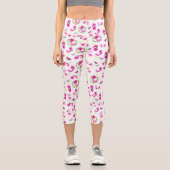 Tropisches Muster, Flamingos, Wassermelonen, Blume Capri Leggings (Vorderseite)