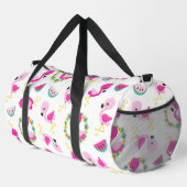 Tropisches Muster, Flamingos, Wassermelonen, Blume Duffle Bag (Rechte Ecke)