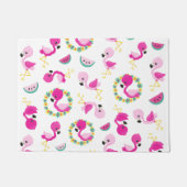 Tropisches Muster, Flamingos, Wassermelonen, Blume Fußmatte (Vorderseite)