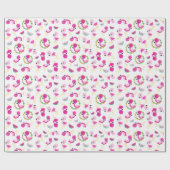 Tropisches Muster, Flamingos, Wassermelonen, Blume Geschenkpapier (Flach)