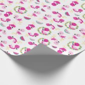 Tropisches Muster, Flamingos, Wassermelonen, Blume Geschenkpapier (Ecke)