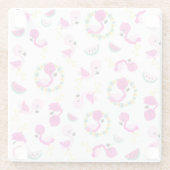 Tropisches Muster, Flamingos, Wassermelonen, Blume Glasuntersetzer (Rückseite)