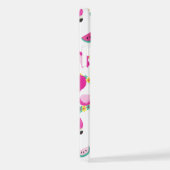 Tropisches Muster, Flamingos, Wassermelonen, Blume iPhone Hülle (Rechte Seite)