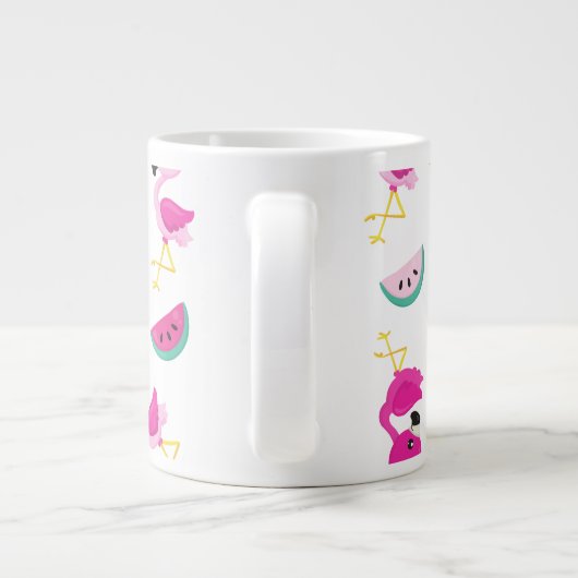 Tropisches Muster, Flamingos, Wassermelonen, Blume Jumbo-Tasse (Rückseite)