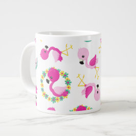 Tropisches Muster, Flamingos, Wassermelonen, Blume Jumbo-Tasse