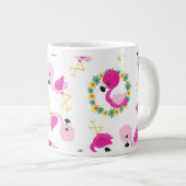 Tropisches Muster, Flamingos, Wassermelonen, Blume Jumbo-Tasse (Vorderseite Rechts)