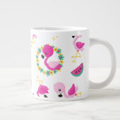 Tropisches Muster, Flamingos, Wassermelonen, Blume Jumbo-Tasse (Rechts)