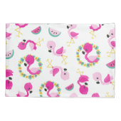 Tropisches Muster, Flamingos, Wassermelonen, Blume Kissenbezug (Rückseite)