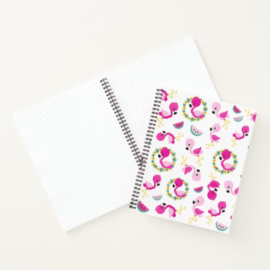Tropisches Muster, Flamingos, Wassermelonen, Blume Notizblock (Innenseite)