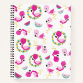 Tropisches Muster, Flamingos, Wassermelonen, Blume Notizblock (Vorderseite)