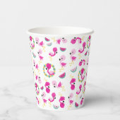 Tropisches Muster, Flamingos, Wassermelonen, Blume Pappbecher (Rückseite)