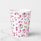Tropisches Muster, Flamingos, Wassermelonen, Blume Pappbecher (Links)