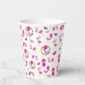 Tropisches Muster, Flamingos, Wassermelonen, Blume Pappbecher (Vorderseite)