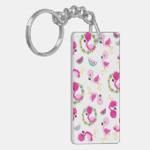 Tropisches Muster, Flamingos, Wassermelonen, Blume Schlüsselanhänger (Vorderseite links)
