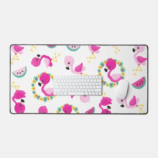 Tropisches Muster, Flamingos, Wassermelonen, Blume Schreibtischunterlage (Tastatur & Maus)
