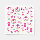 Tropisches Muster, Flamingos, Wassermelonen, Blume Serviette (Vorderseite)