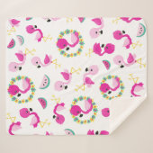 Tropisches Muster, Flamingos, Wassermelonen, Blume Sherpadecke (Vorderseite (Horizontal))