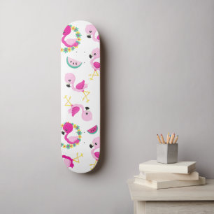 Tropisches Muster, Flamingos, Wassermelonen, Blume Skateboard