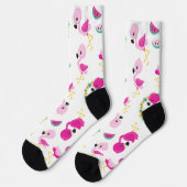 Tropisches Muster, Flamingos, Wassermelonen, Blume Socken (Linkes Detail)