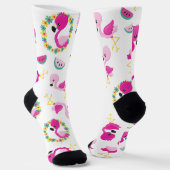 Tropisches Muster, Flamingos, Wassermelonen, Blume Socken (Gewinkelt)