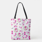 Tropisches Muster, Flamingos, Wassermelonen, Blume Tasche (Rückseite)