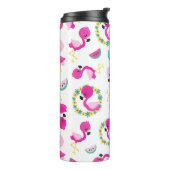 Tropisches Muster, Flamingos, Wassermelonen, Blume Thermosbecher (Nach links gedreht)