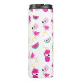 Tropisches Muster, Flamingos, Wassermelonen, Blume Thermosbecher (Rückseite)