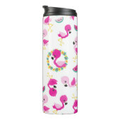 Tropisches Muster, Flamingos, Wassermelonen, Blume Thermosbecher (Nach rechts gedreht)