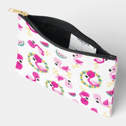 Tropisches Muster, Flamingos, Wassermelonen, Blume Zubehörtasche (Offen)