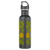 Tropisches Muster Gelbe Florals Edelstahlflasche (Rückseite)