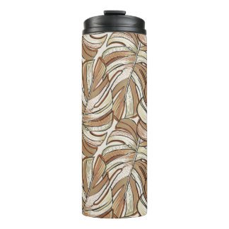 Tropisches Muster. Grafikdesign mit phantastischen Thermosbecher