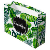 Tropisches Muster Große Geschenktüte (Rückseite Schrägansicht)