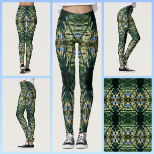 Tropisches Muster Grün Boho Chic Leggings