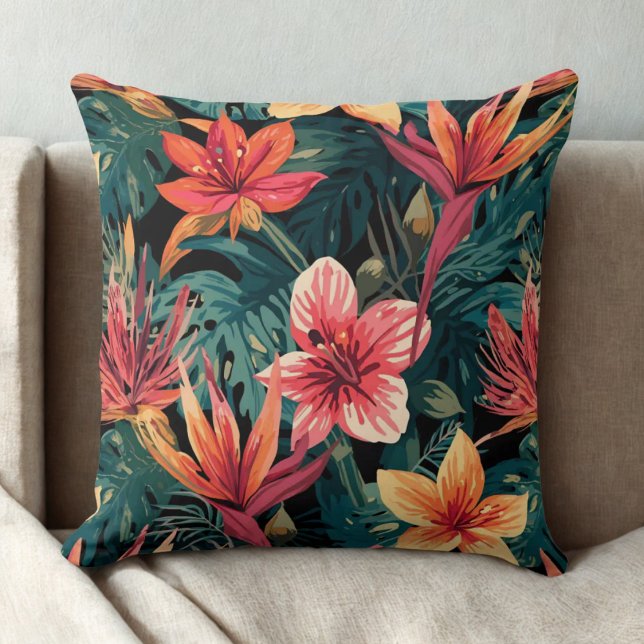 Tropisches Muster Kissen (tropical floral throw pillow)