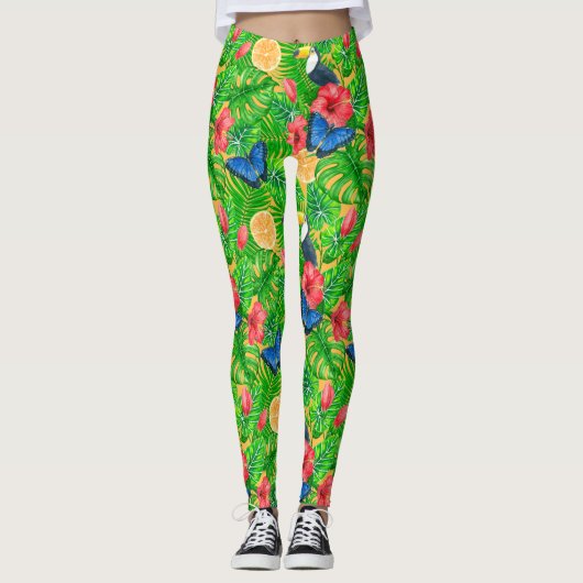 tropisches Muster Leggings (Vorderseite)