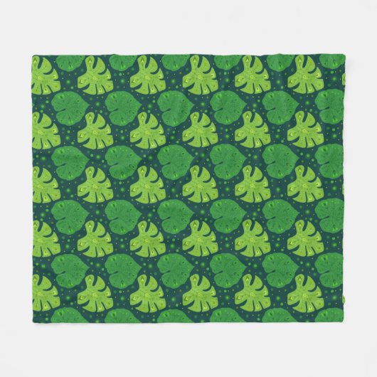 Tropisches Muster mit Blätter aus Liman und Monste Fleecedecke (Vorderseite (Horizontal))