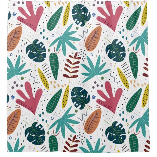 Tropisches Muster mit bunten Blätter Duschvorhang (Vorderseite)