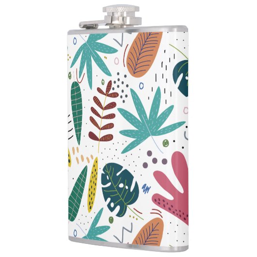 Tropisches Muster mit bunten Blätter Flachmann (Links)