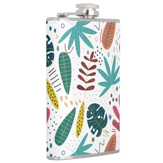 Tropisches Muster mit bunten Blätter Flachmann (Rechts)