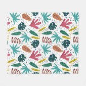 Tropisches Muster mit bunten Blätter Fleecedecke (Vorderseite (Horizontal))