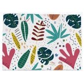 Tropisches Muster mit bunten Blätter Große Geschenktüte (Rückseite)