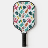 Tropisches Muster mit bunten Blätter Pickleball Schläger (Vorderseite)