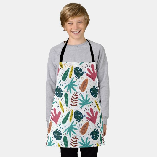 Tropisches Muster mit bunten Blätter Schürze (Getragen)