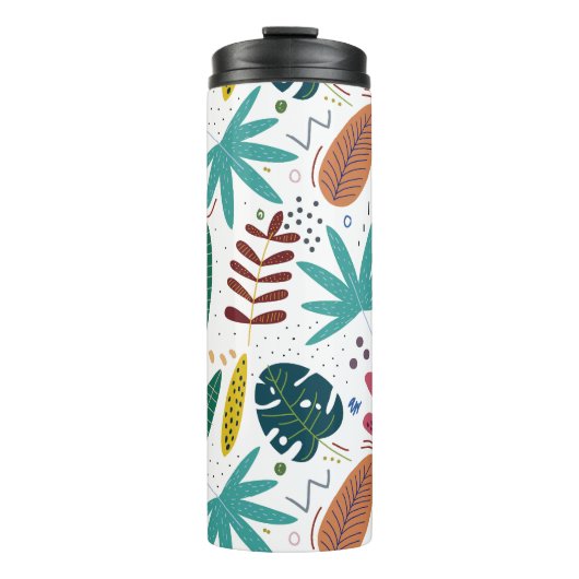 Tropisches Muster mit bunten Blätter Thermosbecher (Vorderseite)
