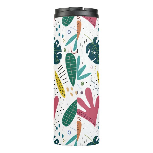 Tropisches Muster mit bunten Blätter Thermosbecher (Rückseite)