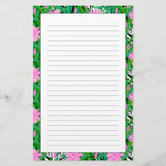 Tropisches Muster mit Dschungel-Blumen Briefpapier (Vorderseite)