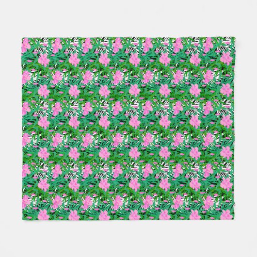 Tropisches Muster mit Dschungel-Blumen Fleecedecke (Vorderseite (Horizontal))