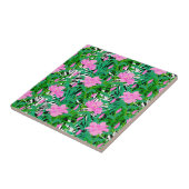 Tropisches Muster mit Dschungel-Blumen Fliese (Seite)