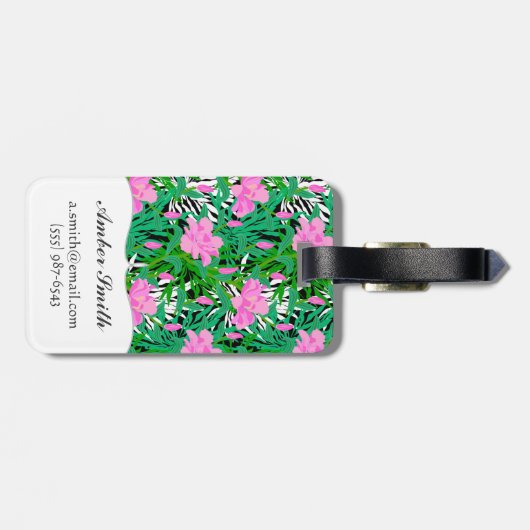 Tropisches Muster mit Dschungel-Blumen Gepäckanhänger (Rückseite horizontal)